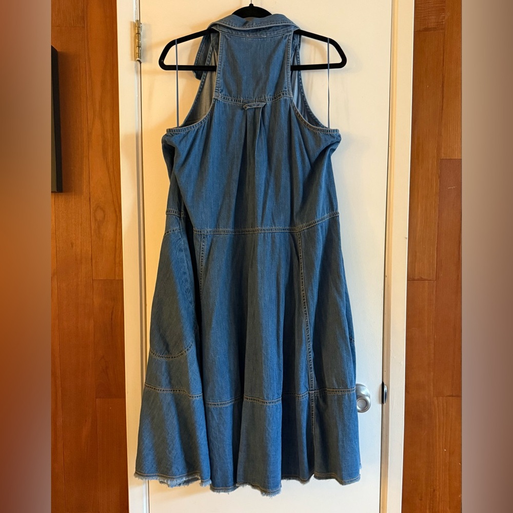 Anthropologie Pilcro Sleeveless Halter Swing Denim Midi Dress - Picture 3 of 6